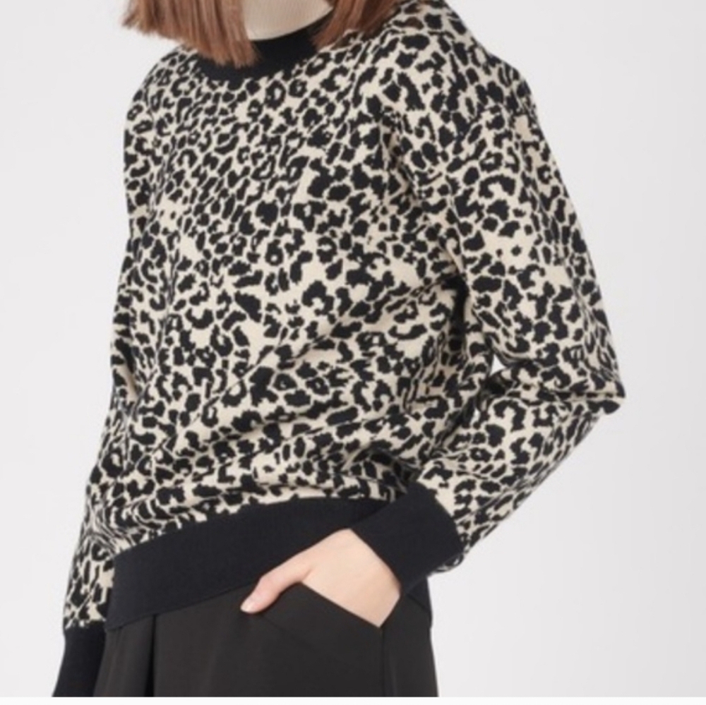 Molly Bracken Cream And Black Leopard Print Sweater